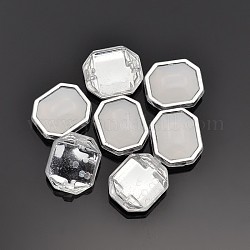 Cucire su acrilico taiwan, maglie multi-filo placcate color argento, accessori d'abbigliamento , rettangolo, bianco, 10.5x9x5.5mm, Foro: 1 mm