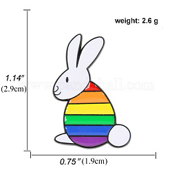Spilla smaltata di coniglio bandiera orgoglio arcobaleno, distintivo in lega per vestiti zaino, colorato, 29x19mm