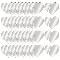 40 Stück individuelle Spiegel-Acryl-Weinglas-Anhänger, Kelchmarker, Herz, Silber, 43x49.5x1.5 mm