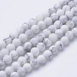 Chapelets de perles en howlite naturelle, style mat, ronde, 4~4.5mm, Trou: 1mm, Environ 96 pcs/chapelet, 15.5