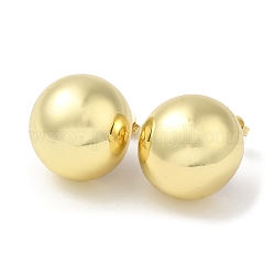 Brass Stud Earrings, Round Ball, Real 18K Gold Plated, 20mm