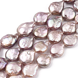 Chapelets de perles en Keshi naturel, perle de culture d'eau douce, perles baroques, larme, lilas, 12~17x11~13x4.5~8mm, Trou: 0.6mm, environ 25~30 pcs / brin, 14.88~15.63 pouce (37.8~39.7 cm)
