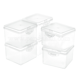 Полипропиленовые (пп) пластиковые ящики, контейнеры для хранения бисера, с откидной крышкой, прямоугольные, белые, 9.2x10.15x7.15 см, Внутренний размер: 9.5x8.4 см, 6 шт / коробка