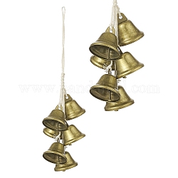 Iron Witch Bells Protection for Door Knob Hanger, Wind Chimes, with Cotton Cord, for Boho Home Room Decor, Antique Bronze, 250mm