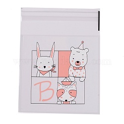 Rectangle OPP Self-Adhesive Cookie Bags, for Baking Packing Bags, Rabbit Pattern, 13x9.9x0.01cm, about 95~100pcs/bag