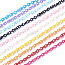 ABS Plastic Cable Chains, Oval, Mixed Color, 14.96 inch~15.35 inch(38~39cm), 5.5~6mm