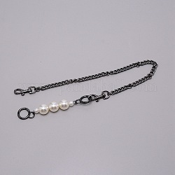 Sangles de sac à chaîne gourmette en alliage de zinc, avec des perles de résine, anneau de porte à ressort et fermoirs pivotants, accessoires de repalcement de sac, gunmetal, 62x0.9 cm