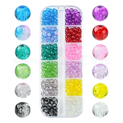 840 pièces 12 couleurs perles de verre craquelées peintes à la bombe, ronde, couleur mixte, 4mm, Trou: 1.1~1.3mm, 40 pcs / couleur
