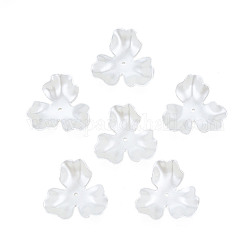 Tappi di perline con perla imitazione plastica a 3 petalo, fiore, bianco crema, 26x27.5~28.5x9mm, Foro: 1.5 mm