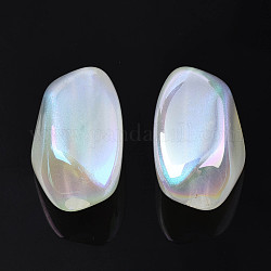 Opaque Acrylic European Beads, AB Color Plated, Large Hole Beads, with Glitter Powder, Nuggets, White, 27x20x18mm, Hole: 4mm