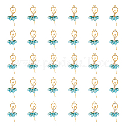 DICOSMETIC 30Pcs Transparent Resin Big Pendants, Ballet Girl Charms, with Golden Plated Alloy Findings and Crystal Rhinestone, Sky Blue, 60x31x4mm, Hole: 2mm
