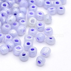 Perles de bricolage 6/0 ceyl rocailles rondes en verre, lilas, taille: environ 4mm de diamètre, Trou: 1.5 mm, environ 495 pcs/50 g