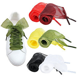 Gorgecraft 6 paires 6 couleurs lacets en mousseline de polyester transparent transparent, couleur mixte, 120x37mm