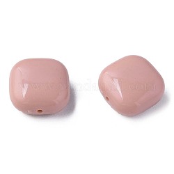Opaque Acrylic Beads, Square, Pale Violet Red, 15x15x7.5mm, Hole: 1.2mm, about 375pcs/500g
