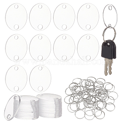 Benecreat bricolage kit de fabrication de porte-clés à breloques ovales vierges, y compris les breloques de connecteur en acrylique, Porte-clés fendus en fer, clair, 200 pcs / boîte