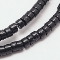 Tinti turchese sintetico fili di perline, perline Heishi, Rotondo piatto / disco, nero, 5x2~3mm, Foro: 1 mm, circa 150pcs/filo, 15.7 pollice