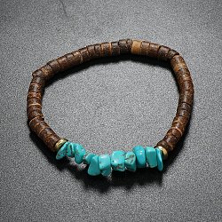 Эластичные браслеты с синтетической бирюзой и кокосовыми дисками из бисера, внутренний диаметр: 2-1/8 дюйм (5.5 см)