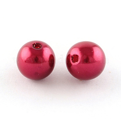 Perle tonde in plastica imitazione perla in abs, fucsia, 20mm, Foro: 2.5 mm