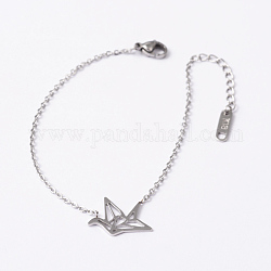 Bird 304 Stainless Steel Link Bracelets, with Lobster Claw Clasps, Stainless Steel Color, 6-1/4 inch(160mm), 1.5mm