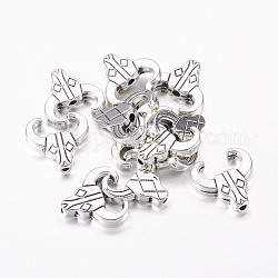 Tibetischer stil legierung perlen, Rinder, Antik Silber Farbe, Bleifrei und cadmium frei, 14x14x3 mm, Bohrung: 2 mm