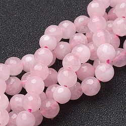 Природного розового кварца нитей бисера, граненые, круглые, розовые, 6 мм, отверстие : 1 мм, около 30 шт / нитка, 7.5 дюйм