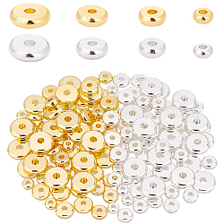 Ph pandahall 160 pièces perles d'espacement heishi en or 14 carats, Disque rond plat en laiton de 4~8mm, perles amples, entretoises métalliques pour bricolage, bracelet, collier, boucle d'oreille, fournitures artisanales, or, argent