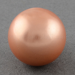 Shell Beads, Imitation Pearl Bead, Grade A, Half Drilled Hole, Round, Coral, 10mm, Hole: 1mm