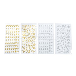Nbeads Glitzerpapieraufkleber, mit PVC-Abdeckung, mit Zahl oder Buchstabe, Mischfarbe, 8 Blatt / Satz