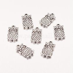 Metal Alloy Pendants Rhinestone Settings, Lead Free and Cadmium Free, for Halloween, Owl, Antique Silver, 20x10x2mm, Hole: 2mm