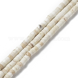 Chapelets de perles en howlite naturelle, Plat rond / disque, perles heishi, 3x1.5~2mm, Trou: 1mm, Environ 201~203 pcs/chapelet, 15.12~15.20'' (38.4~38.6 cm)