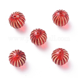 Perles acryliques plaquées, métal enlacée, ronde, rouge, 12mm, Trou: 1.5mm