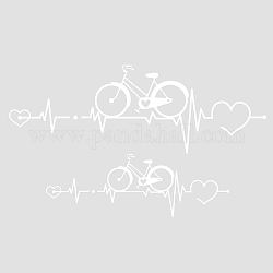Stickers muraux en pvc, pour la décoration murale, rythme cardiaque et motif de vélo, blanc, 300x900mm