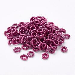 Polyester Weave Beads, Ring, Old Rose, 6x2mm, Hole: 3mm, about 200pcs/bag