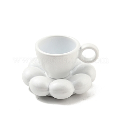 Mini decoraciones de exhibición de aleación, accesorios para casa de muñecas, para mesa de oficina en casa, taza de café con posavasos, blanco, taza: 8x15x11 mm, posavasos: 18x5 mm