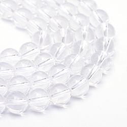 Brins ronds cristal de perles de quartz naturel, 4~5mm, Trou: 1mm, Environ 95 pcs/chapelet, 14.6~15.2 pouce