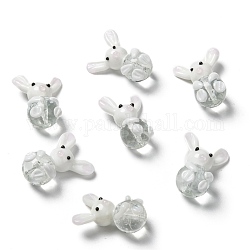 Perles de chalumeau lapin fait main, lapin, blanc, 25~28x18~20x13~14mm, Trou: 1mm