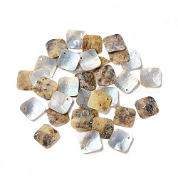 Colgantes de concha de akoya natural, concha de madreperla, encantos de rombos, color de concha, 19.5~20x19.5~20x1.5~3mm, agujero: 1.5 mm