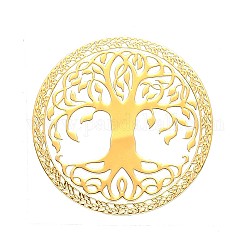 Self Adhesive Brass Stickers, Scrapbooking Stickers, for Epoxy Resin Crafts, Tree of Life Pattern, Golden, 30mm