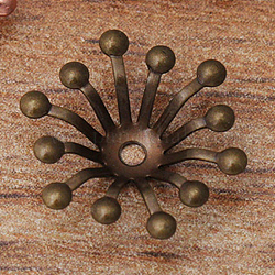 Tapas de abalorios de latón, accesorios para el cabello, flor, Bronce antiguo, 13mm