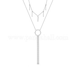 Двухъярусные ожерелья shegrace 925 из стерлингового серебра, вырезанный с помощью s925, шестиугольник и кисточка, платина, 15.94 дюйм (40.5 см)