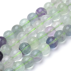 Natürlichen Fluorit Perlen Stränge, Runde, 8x7.5 mm, Bohrung: 1 mm, ca. 46~49 Stk. / Strang, 15.5 Zoll