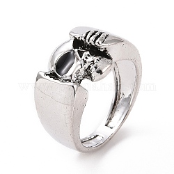 Alloy Skull Finger Ring, Gothic Jewelry for Women, Antique Silver, US Size 7(17.3mm)
