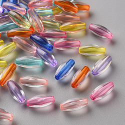 Perles en acrylique transparente, ovale, couleur mixte, 11x5mm, Trou: 1.6mm, environ 2970 pcs/500 g
