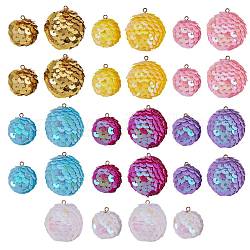28шт 14 стиля блестящие блестящие пластиковые подвесные украшения, форма шара, разноцветные, 2шт / стиль