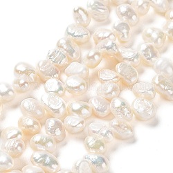 Naturali keshi perline perle fili, perla d'acqua dolce coltivata, grado 4 un, perle barocche, riso, bianco antico, 7~10x5~6.5x4~4.5mm, Foro: 0.7 mm, circa 69~74pcs/filo, 13.78'' (35 cm)
