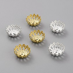Ausgefallene Perlenkappen aus Messing, langlebig plattiert, Multi-Blütenblatt Blüte, Mischfarbe, 12x5.5 mm, Bohrung: 1 mm