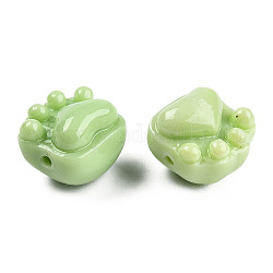Perles de résine opaques, jade d'imitation, griffe de chat, vert clair, 14x15x13mm, Trou: 1.8mm