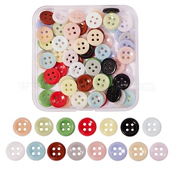 90 pieza 15 botones de costura hechos a mano de murano de 4 agujeros de colores, plano y redondo, color mezclado, 11.5x2.5mm, agujero: 1.2 mm, 6 piezas / color