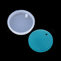 Moules en silicone pendant, moules de résine, pour la résine UV, fabrication de bijoux en résine époxy, plat rond, blanc, 78x12mm, Trou: 5mm, diamètre intérieur: 69 mm