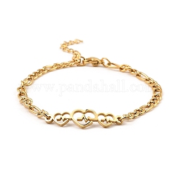 201 braccialetto a maglie in acciaio inossidabile da donna, oro, cuore, 7-1/4 pollice (18.3 cm)